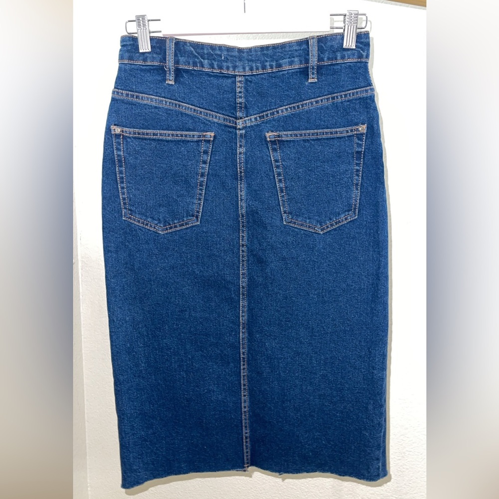 Zara Blue Denim Midi Skirt with Front Slit - Picture 2 of 5
